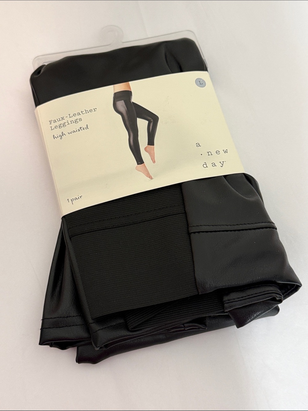 a new day Black Faux-Leather High-Waist Leggings